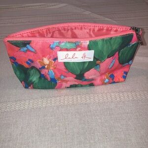Lulu dk Clinique makeup bag tropical floral pink & green 9x5.5x2.5 in